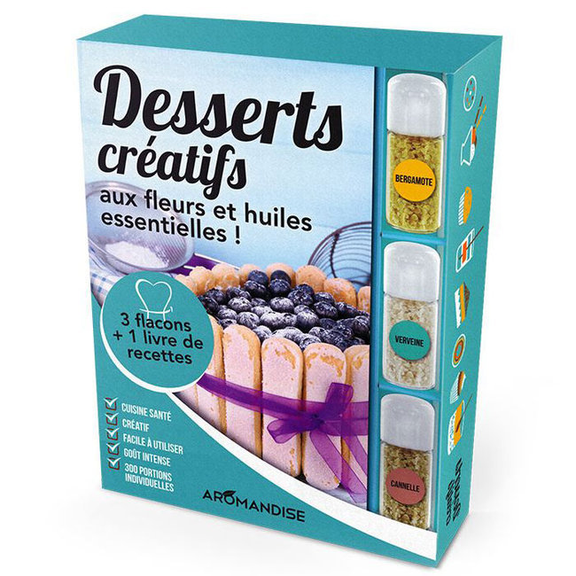 Livre Coffret Desserts cr  atifs aux Cristaux huiles essentielles