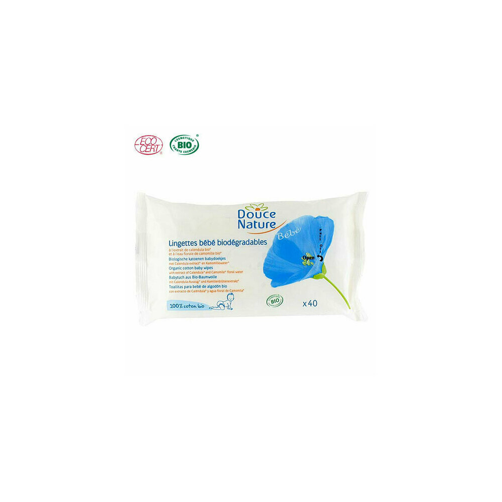 40 Lingettes B�b� Biod�gradables En Coton Bio
