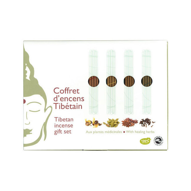 Coffret d'Encens Tib  tains 4 senteurs avec Porte encens