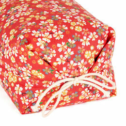 MLO200083 - Taie pour Oreiller Japonais Makura - Motif Fleuri sur fond Rouge