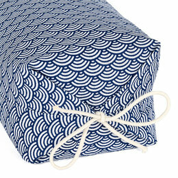 MLO200086 - Taie pour Oreiller Japonais Makura - Motif Seigaiha Vagues bleu et blanc