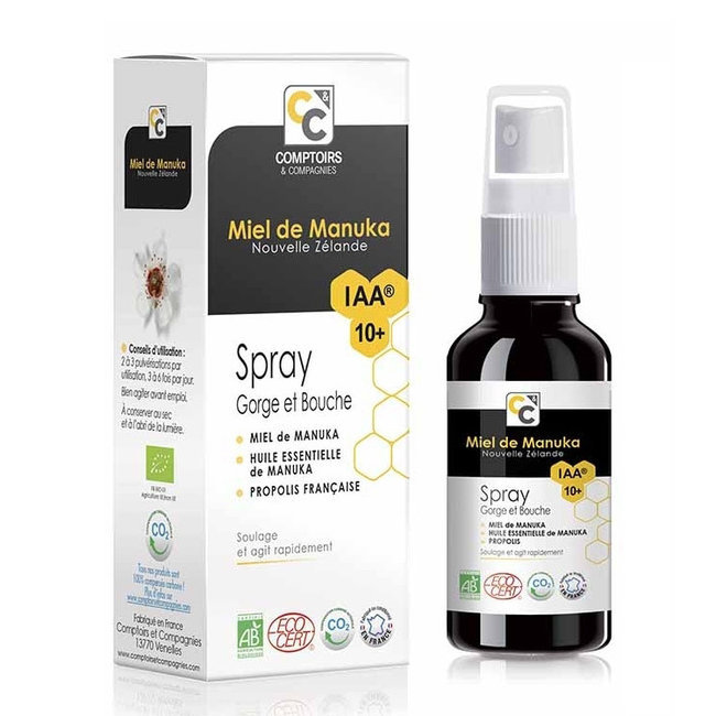 Spray gorge bio Miel de Manuka et Propolis - Comptoirs et