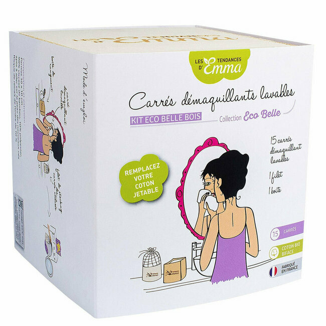 Carrés démaquillants lavables biface coton bio sur e-shop Hakuna Taka