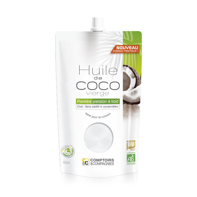 Huile de coco bio alimentaire - Doypack 500ml