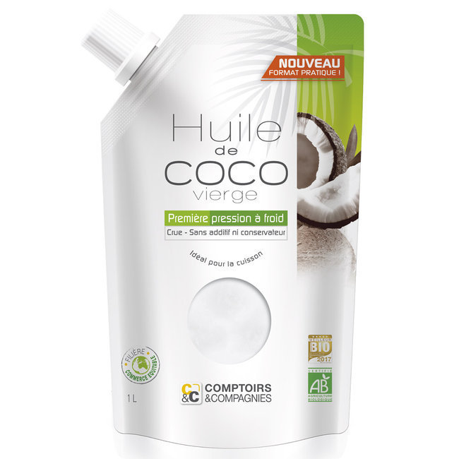 Huile de coco vierge bio - Doypack 1 litre