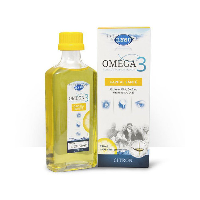 Oméga 3 Capital Santé Lysi - Huile de foie de morue au citron 240 ml 