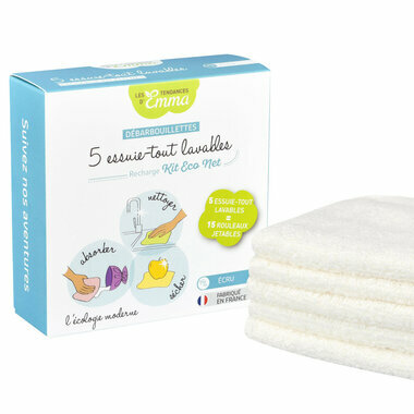 Lot 5 Essuie-tout lavables Bambou écru - Recharge Kit Eco Net