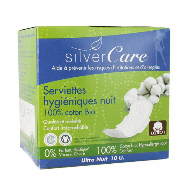 Serviette hygiénique Ultra fine Nuit coton bio - 10 serviettes