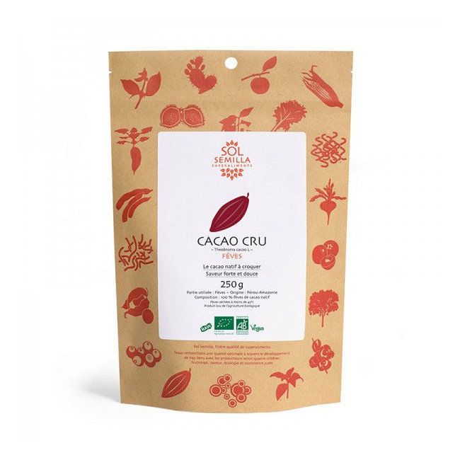 Fèves de cacao cru bio 250g