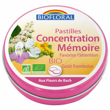 Pastilles Concentration Mémoire bio sans alcool - Fleurs de Bach 50g