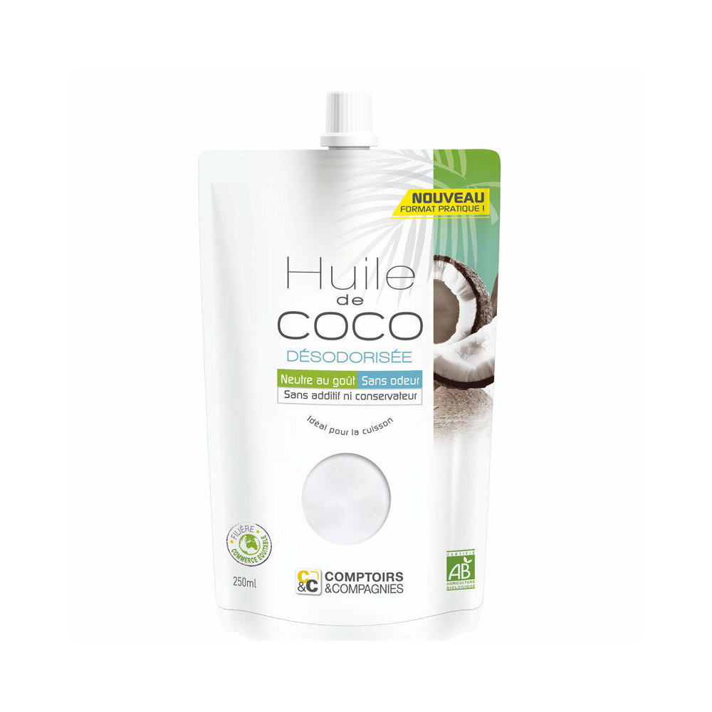 Huile de coco désodorisée bio - Doypack 250ml