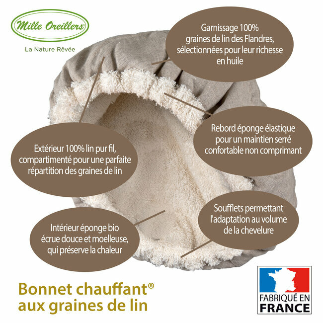 Bonnet chauffant XL 100% naturel aux graines de lin Ebell's