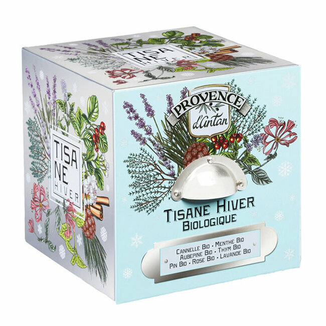 Tisane Hiver bio Provence d'Antan - Coffret cube métal 24