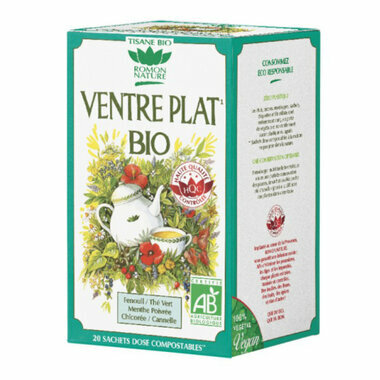 Tisane Ventre Plat bio - Fenouil, Thé vert - 20 sachets