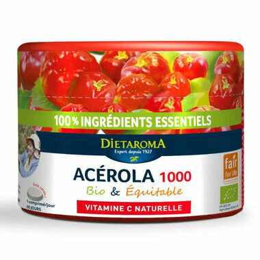 Acérola 1000 Bio - Vitamine C naturelle - 60 comprimés