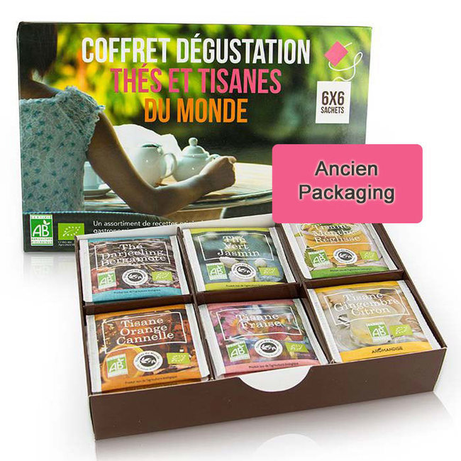 Aromandise Coffret Dégustation Tisanes Festives 36 sachets + paille inox  avec filtre pas cher 