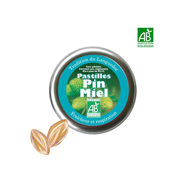 Pastilles bio Pin et Miel 45g - Fraîcheur et respiration