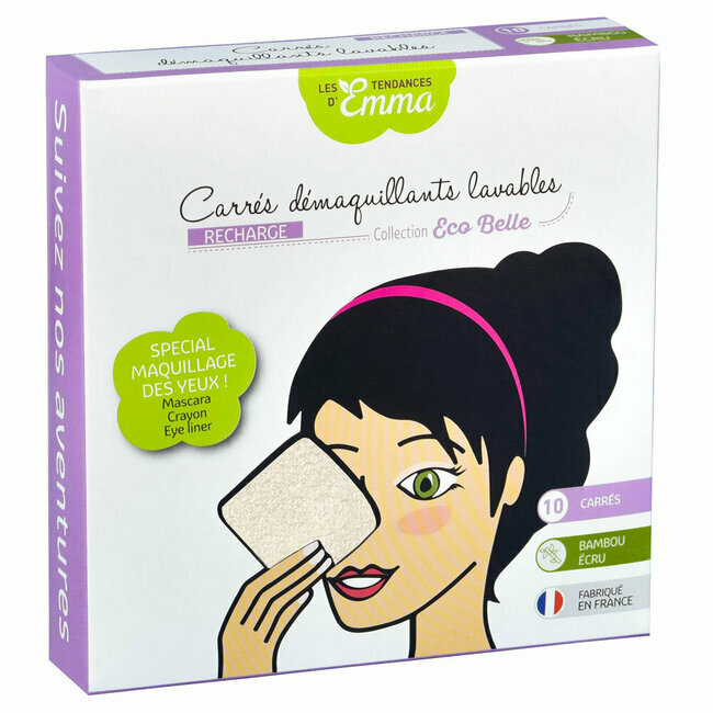 10 carrés démaquillants lavables en bambou écru