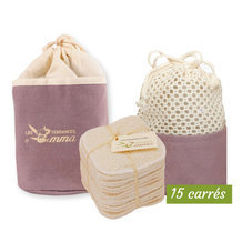 Kit Eco Belle Trousse Bambou écru - 15 carrés démaquillants lavables
