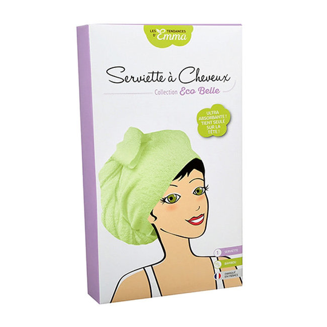 Serviette à cheveux en bambou - Vert