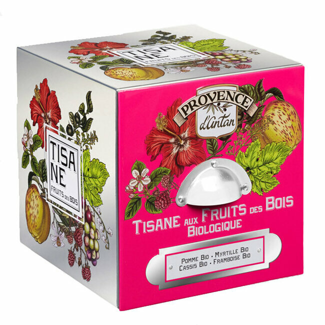 Tisane Fruits des Bois bio - Coffret cube métal 24 infusettes