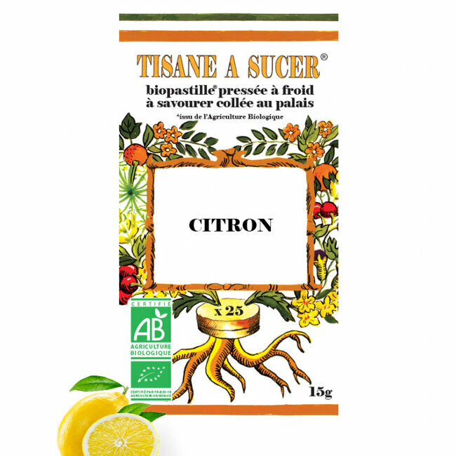 Tisane à sucer - Citron bio - 25 pastilles